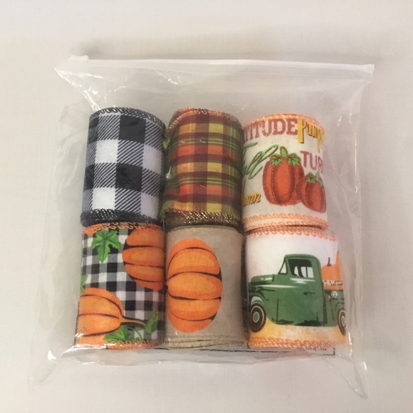 Autumn Burlap Ribbon Pumpkin Fall Style 30 Yards - 6 Rolls - Picture 2 of 3